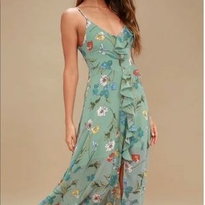 ASTR the Label Sienna Sage Green Maxi Dress, Small